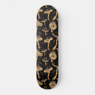 Zwart en goud paddenstoel schimmelpatroon persoonlijk skateboard