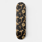 Zwart en Goud Paddestoel Schimmelpatroon Persoonlijk Skateboard (Voorkant)