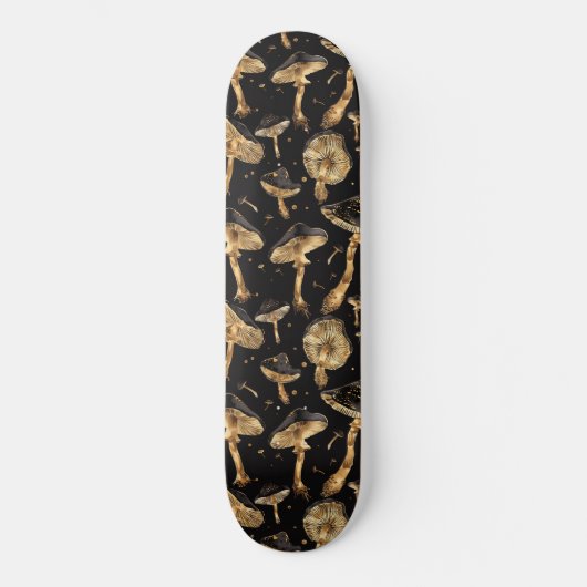 Zwart en Goud Paddestoel Schimmelpatroon Persoonlijk Skateboard (Voorkant)