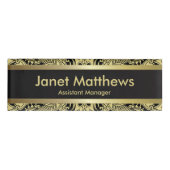 Zwart en Goud Paisley Art Naambadge (Voorkant)