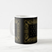 Zwart en Goud Paisley Design Koffiemok (Voorkant links)