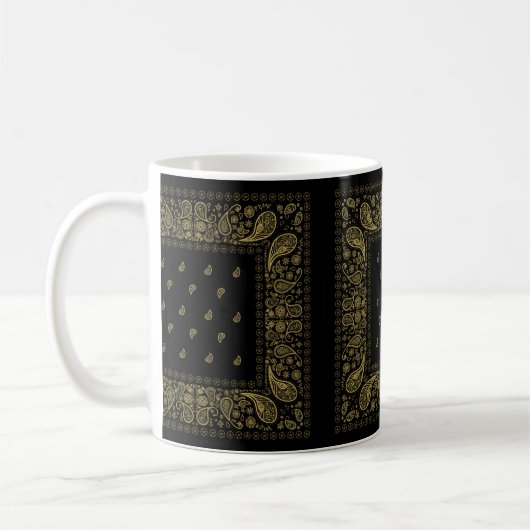 Zwart en Goud Paisley Design Koffiemok (Links)
