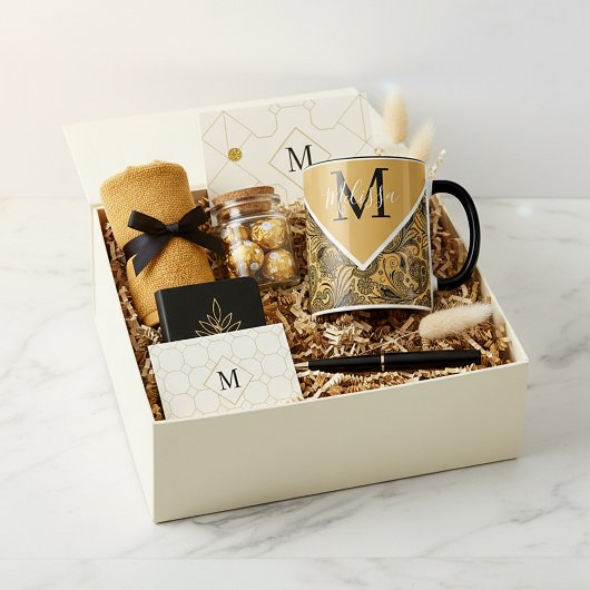 Zwart en goud paisley mok