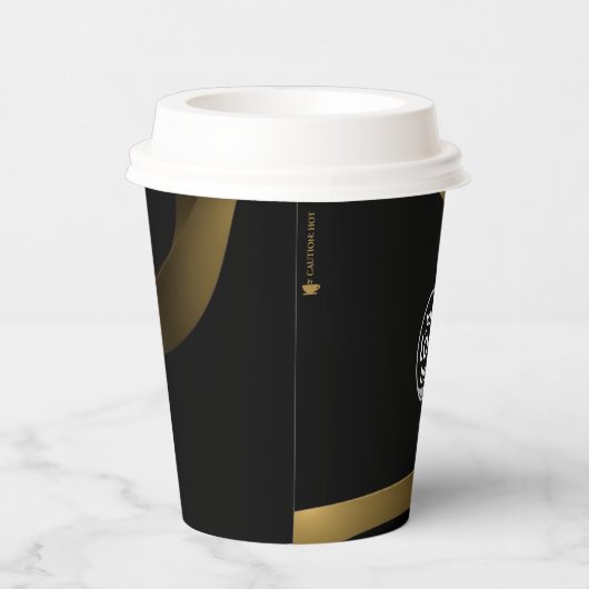 Zwart en goud | Papieren beker - Luxe | Aangepaste (Rechts)