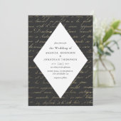 Zwart en Goud Parijs thema kalligrafie bruiloft Kaart (Staand voorkant)