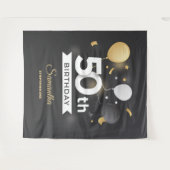 Zwart en Goud Partij Tapestry Achtergrond Banner Wandkleed (Voorkant (horizontaal))