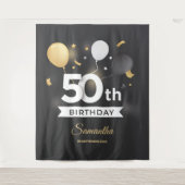 Zwart en Goud Partij Tapestry Achtergrond Banner Wandkleed (Voorkant)