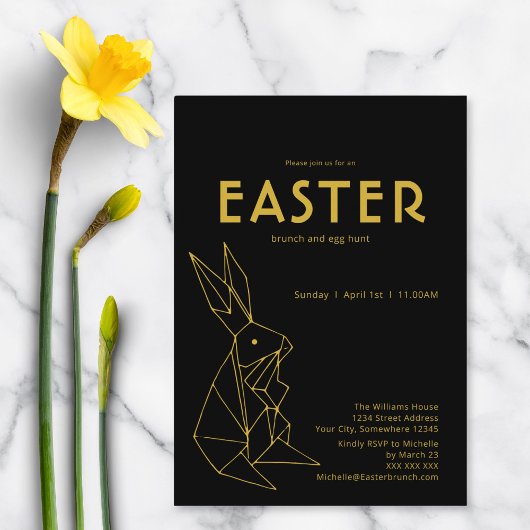 Zwart en goud Pasen Brunch Egg Hunt Kaart