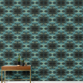 Zwart en Goud Patroon op Blauw | Behang