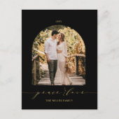 Zwart en goud | Peace and Love kerstfoto Holi Feestdagenkaart (Voorkant)