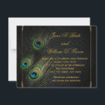 Zwart en Goud Peacock Bruiloft Kaart<br><div class="desc">Mooie zwart-witte glitter achtergrond met elegante smaragdgroene pauwenveer bruiloft uitnodigingen. Deze elegante zwarte en gouden pauw bruiloft uitnodiging is gemakkelijk aangepast voor uw evenement. U kunt het afbeelding op de achtergrond aan de achterkant verwijderen als u uw eigen achtergrondkleur wilt kiezen,  zoals zwart.</div>