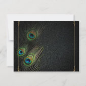 Zwart en Goud Peacock Bruiloft Kaart (Achterkant)