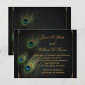 Zwart en Goud Peacock Bruiloft Kaart (Voorkant / Achterkant)