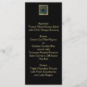 Zwart en Goud Peacock Feather Menu Kaart (Achterkant)