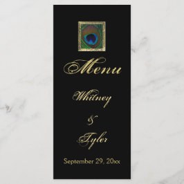 Zwart en Goud Peacock Feather Menu Kaart