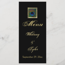 Zwart en Goud Peacock Feather Menu Kaart