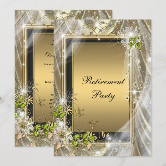 Zwart en Goud Pensioen Partij Kaart (Voorkant / Achterkant)