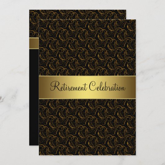 Zwart en Goud Pensioen Partij Kaart (Voorkant / Achterkant)