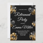 Zwart en Goud Pensioen Partij Kaart (Voorkant)