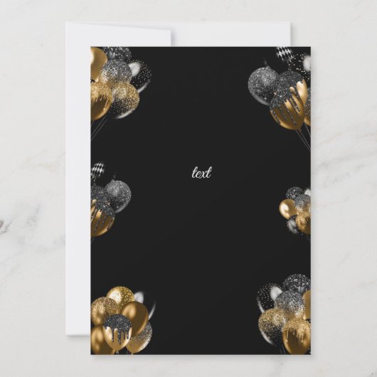 Zwart en Goud Pensioen Partij Kaart (Achterkant)