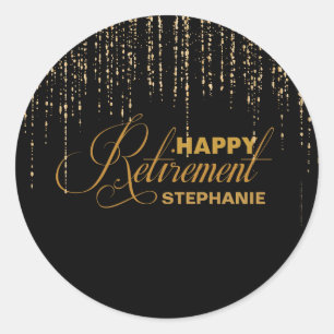 Zwart en Goud Pensioen Party Stickers