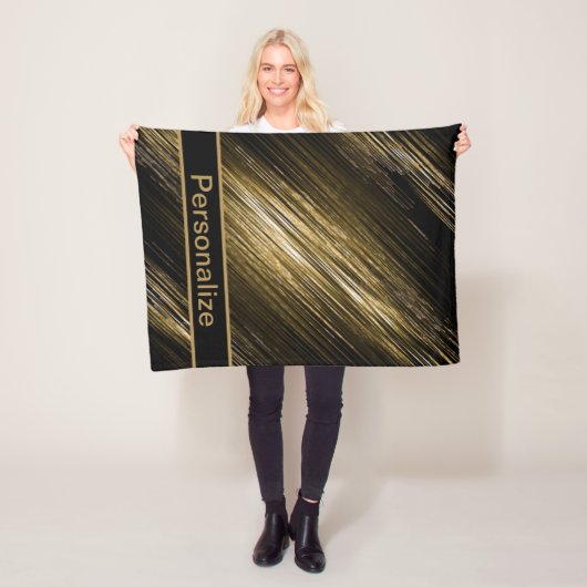 zwart en goud, personaliseren fleece deken (In situ)