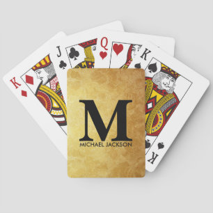Zwart en Goud Persoonlijk Monogram Op Maat Gemaakt Pokerkaarten