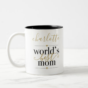 Zwart en Goud Persoonlijke Wereld Beste Moeder Tweekleurige Koffiemok