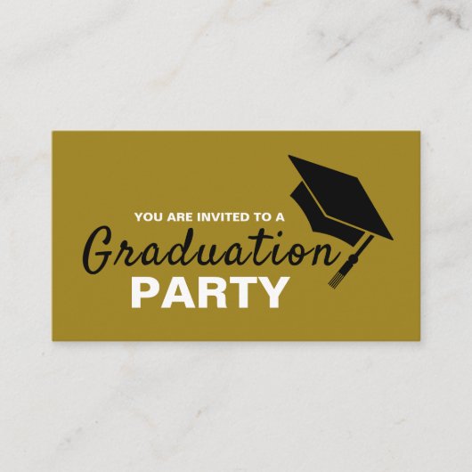 Zwart en goud Pet, Graduation Party Ticket Invite Informatiekaartje (Voorkant)