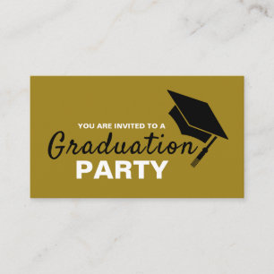 Zwart en goud Pet, Graduation Party Ticket Invite Informatiekaartje