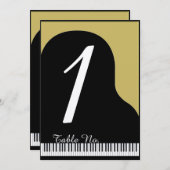 Zwart en Goud Piano Trouwtafel Nummer Kaart (Voorkant / Achterkant)