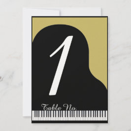 Zwart en Goud Piano Trouwtafel Nummer Kaart