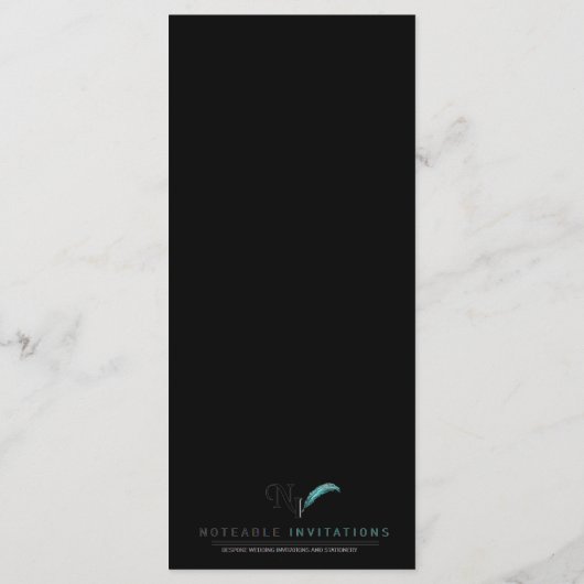 Zwart en Goud Piano Wedding Menu (Achterkant)