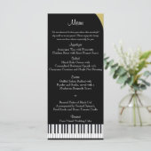 Zwart en Goud Piano Wedding Menu (Staand voorkant)