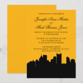 Zwart en goud Pittsburgh City Skyline Wedding II Kaart (Voorkant / Achterkant)
