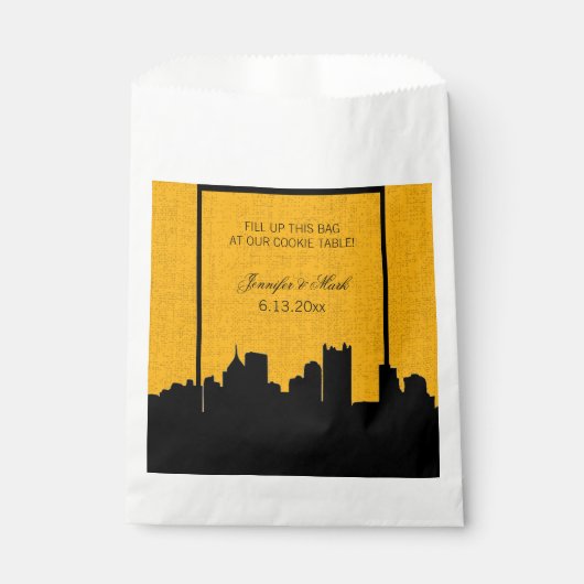 Zwart en Goud Pittsburgh Wedding Cookie Table Bedankzakje (Voorkant)