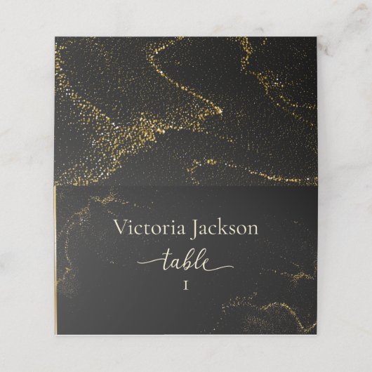Zwart en goud plaatskaartje (Buitenkant ongevouwen)