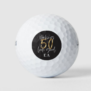 Zwart en goud plezier 50e verjaardag golfballen