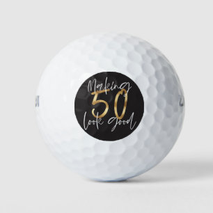 Zwart en goud plezier 50e verjaardag golfballen