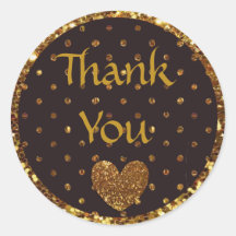 Zwart en Goud Polka Dot Glitter Dank u Sticker