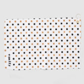 Zwart en goud polka dots patroon monogram golfhanddoek (Horizontaal)