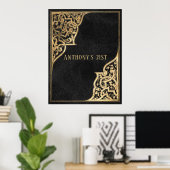   zwart en goud poster (Thuiskantoor)