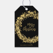 Zwart en Goud Prettig Kerstfeest Cadeaulabel (Voorkant)
