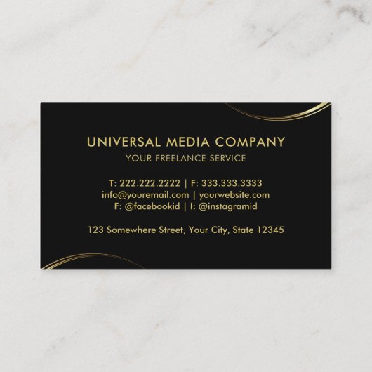  zwart en goud professioneel bedrijf visitekaartje (Achterkant)