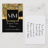 Zwart en goud professioneel monogram visitekaartje (Voorkant / Achterkant)