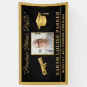 Zwart en Goud PsyD Quote Foto Afstuderen 2025 Spandoek (Verticaal)