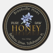 Zwart en Goud Pure Raw Honey Label Flower Paarse (Voorkant)