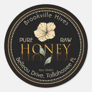 Zwart en Goud Pure Raw Honey Label Flower Yellow