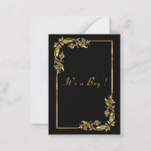 Zwart en Goud QR Code Baby Jongen Douche Uitnodigi Notitiekaartje (Achterkant)