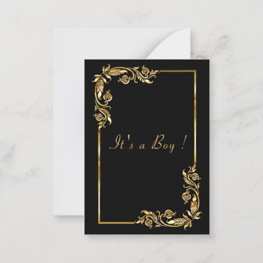 Zwart en Goud QR Code Baby Jongen Douche Uitnodigi Notitiekaartje (Achterkant)